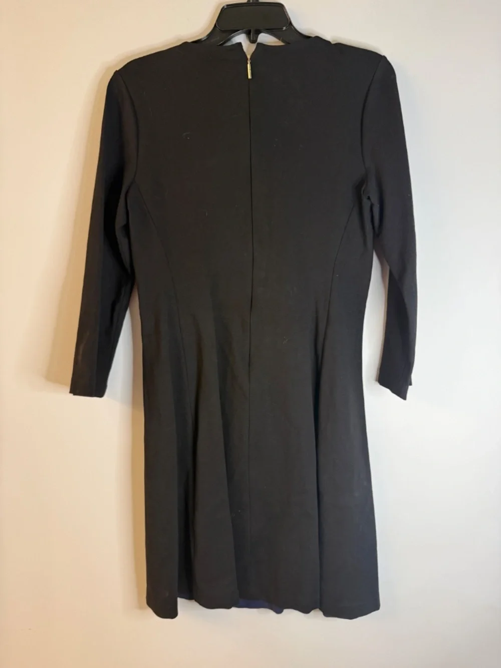 Kate Spade NY Split V-Neck 3/4 Navy Black A-Line Dress Size 8
